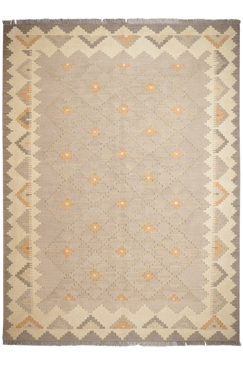 Kelim Gashgai · Handgewebt – Grau, 233x173 cm