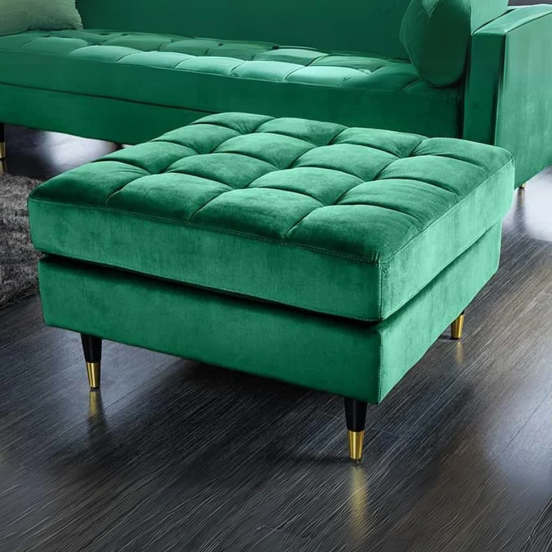Moderner Hocker COMFORT 80cm grün Samt Taschenfederkern