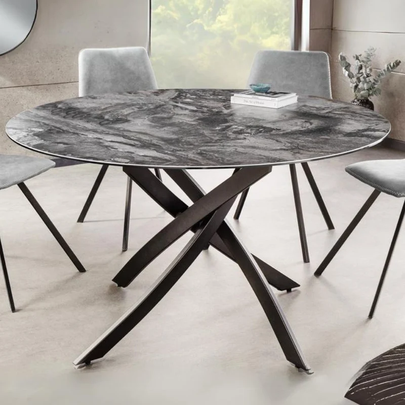 Design Esstisch AMICA 120cm taupe Marmor-Optik Keramik
