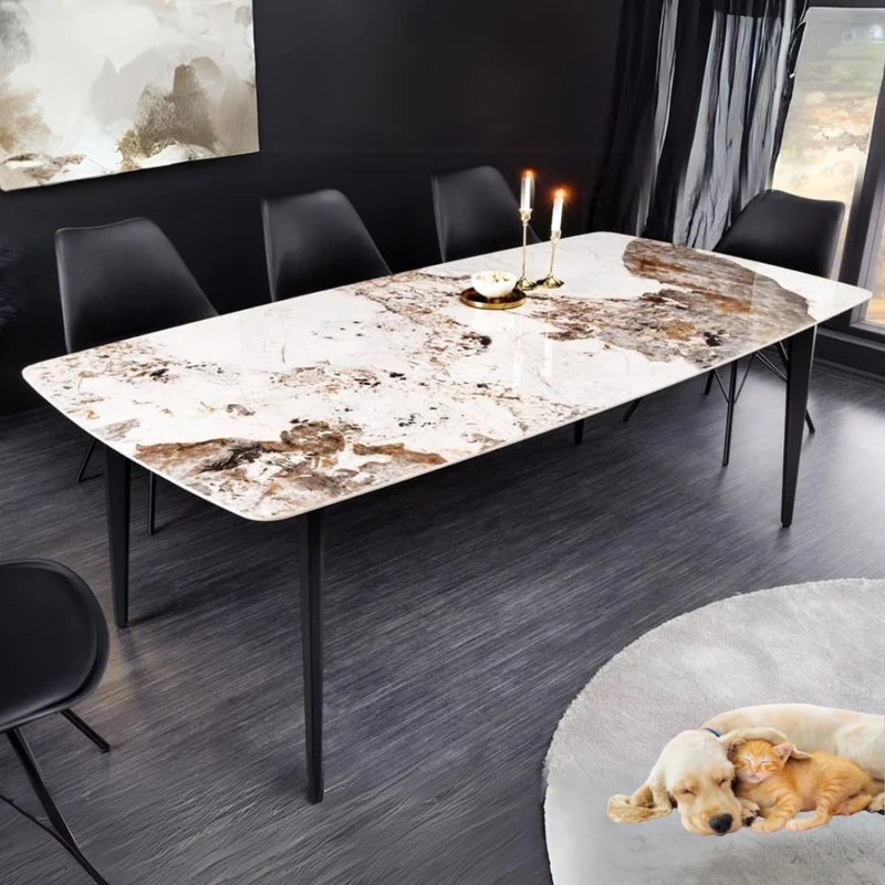 Eleganter Esstisch VENEZIA 160cm weiss Marmor-Optik Keramik