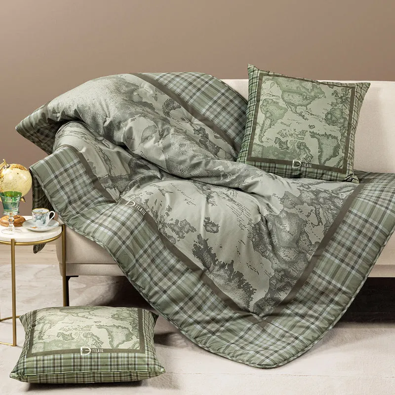 Plaid Geo Tartan Green in Raso di cotone 150 gr/mq