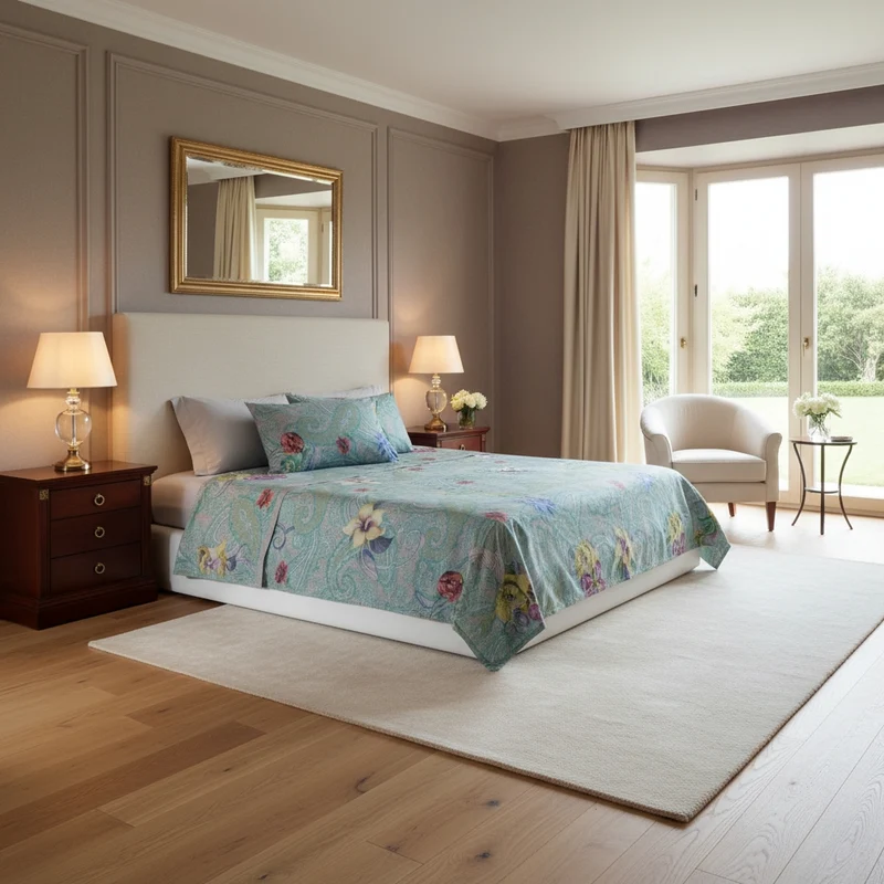 Lenzuolo copriletto con federe tiffany Moderno in Percalle Luisiana