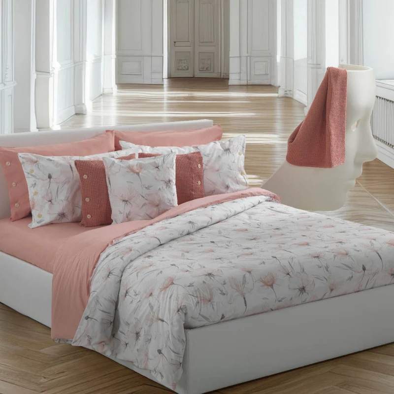 Completo Lenzuola light flowers Floreale in Percalle