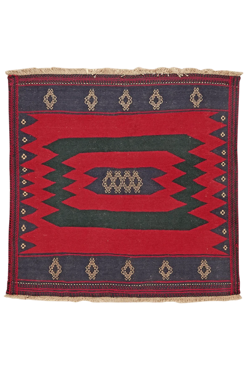 Sofreh Afshar · Handgewebt – Rot, 126x124 cm