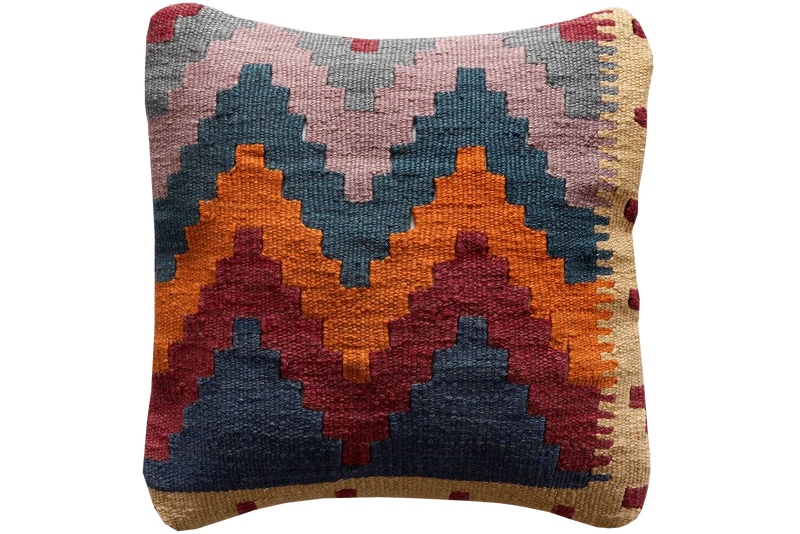 Kelim Kissen · Handgefertigt – Bunt, 40x40 cm