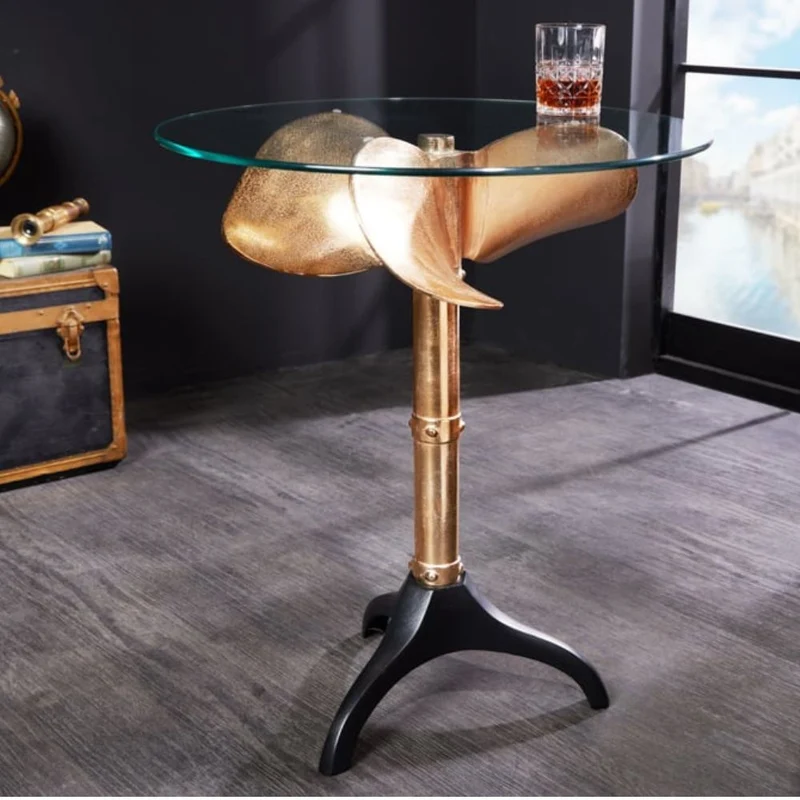 Maritimer Design-Tisch ELICA H73xD60cm gold-schwarz Beistelltisch