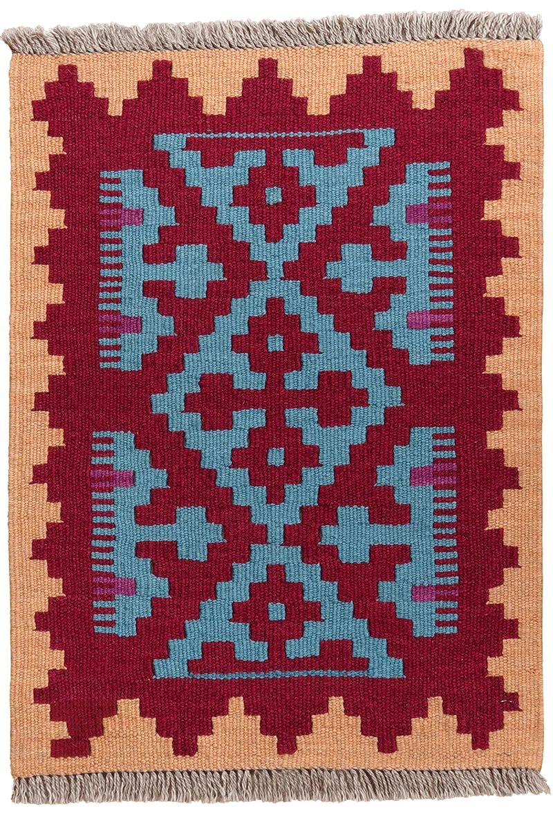 Kelim Gashgai · Handgewebt – Rot, 63x45 cm