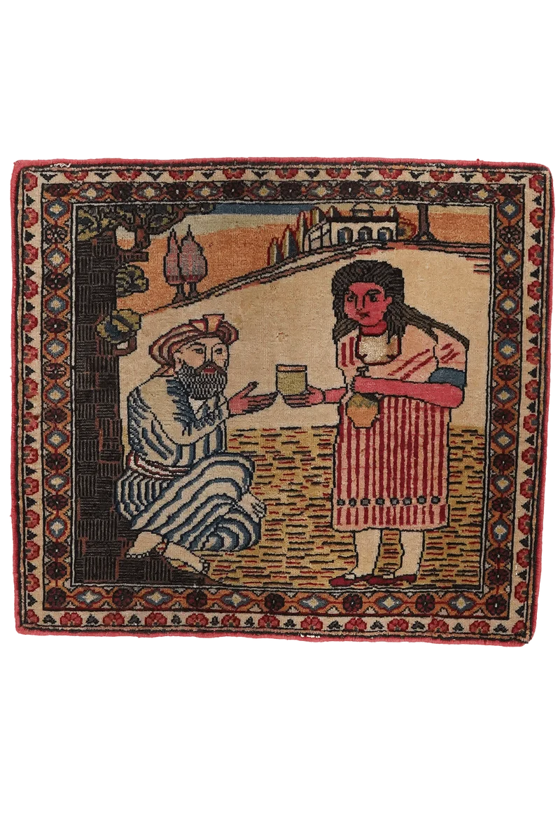 Kashan · Handgeknüpft – Beige, 52x46 cm