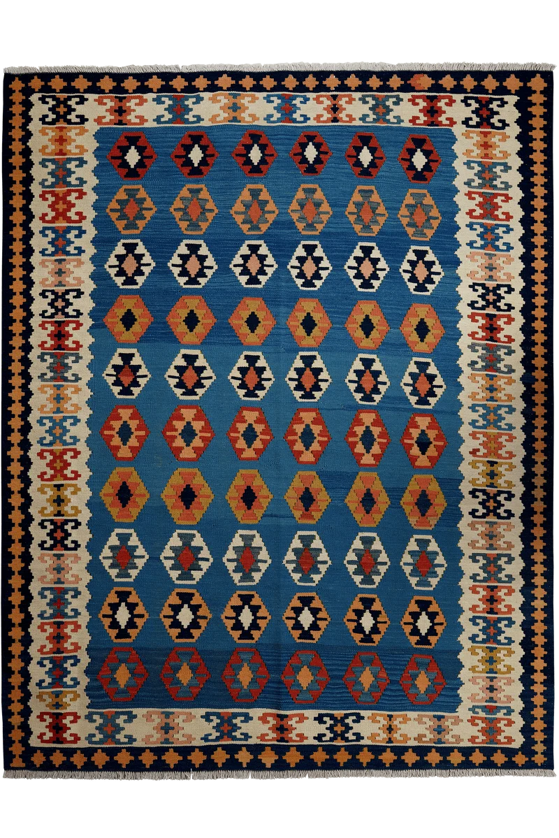 Kelim Gashgai Old · Handgewebt – Blau, 201x160 cm