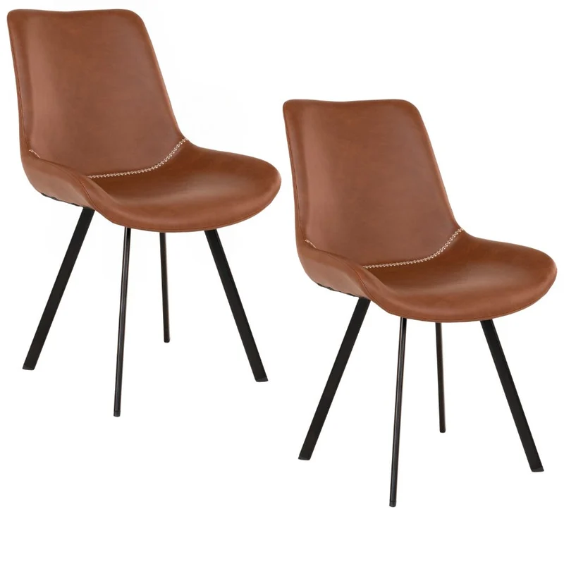 Retro-Design CHICAGO Stuhl (2er Set) braun mit schwarzen Beinen