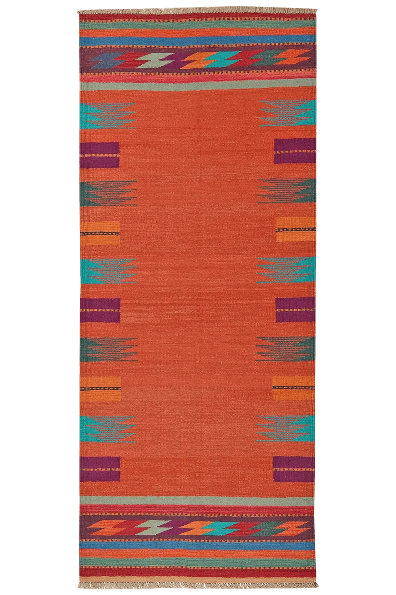 Kelim Gashgai · Handgewebt – Rot, 243x102 cm