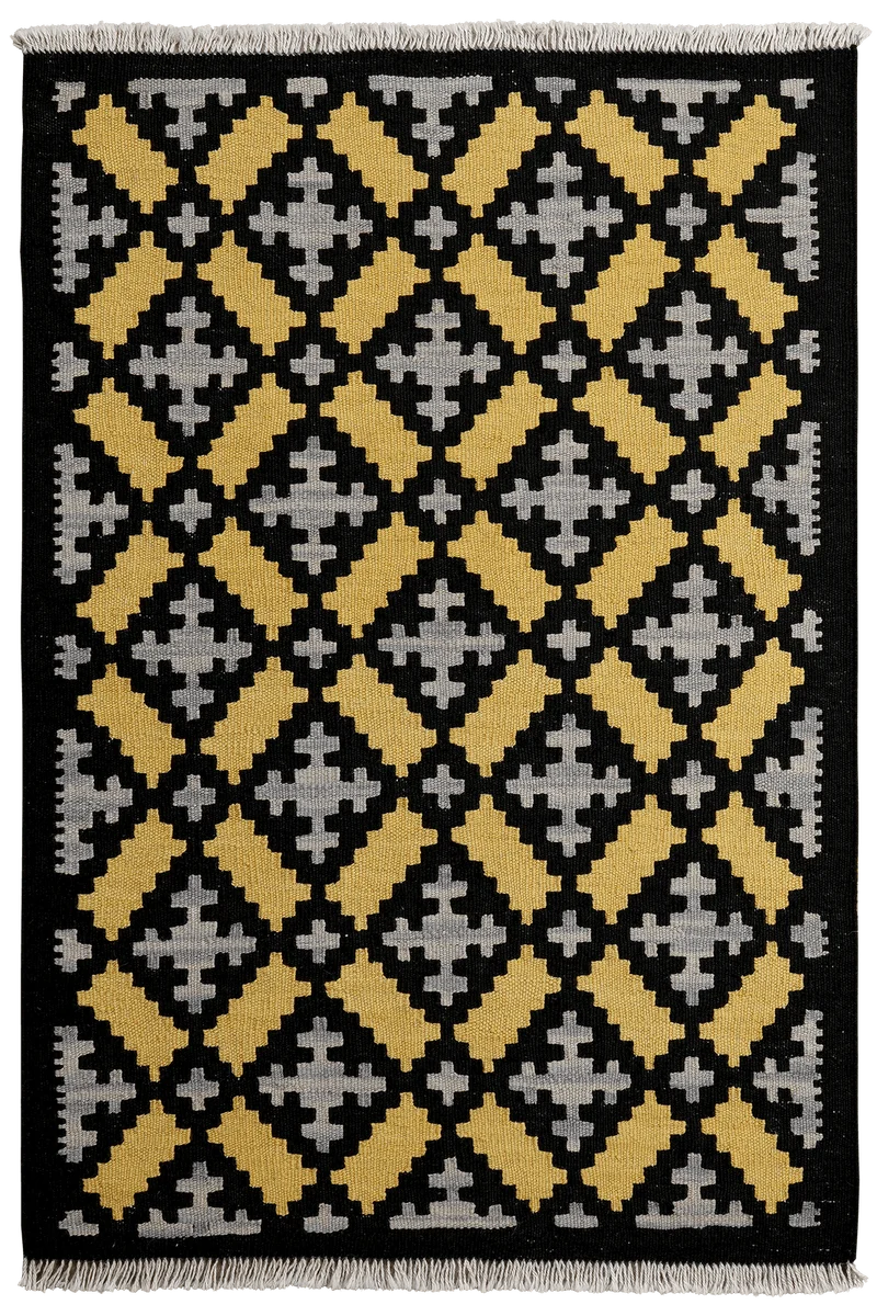Kelim Gashgai · Handgewebt – Schwarz, 119x82 cm