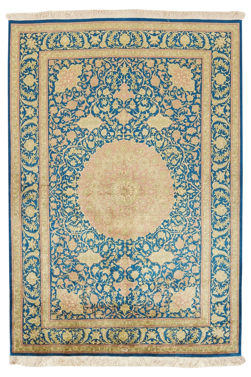 Ghoum Seide · Handgeknüpft – Blau, 195x137 cm