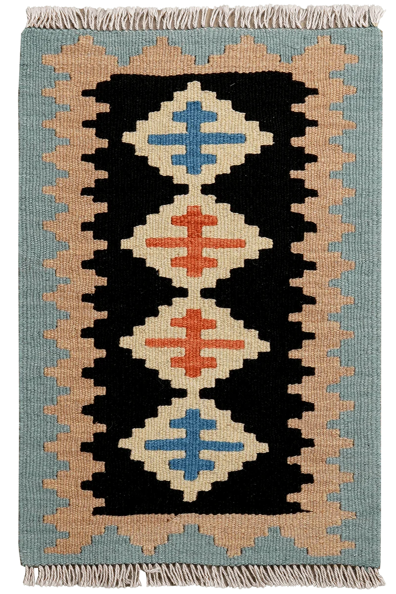 Kelim Gashgai · Handgewebt – Schwarz, 63x41 cm