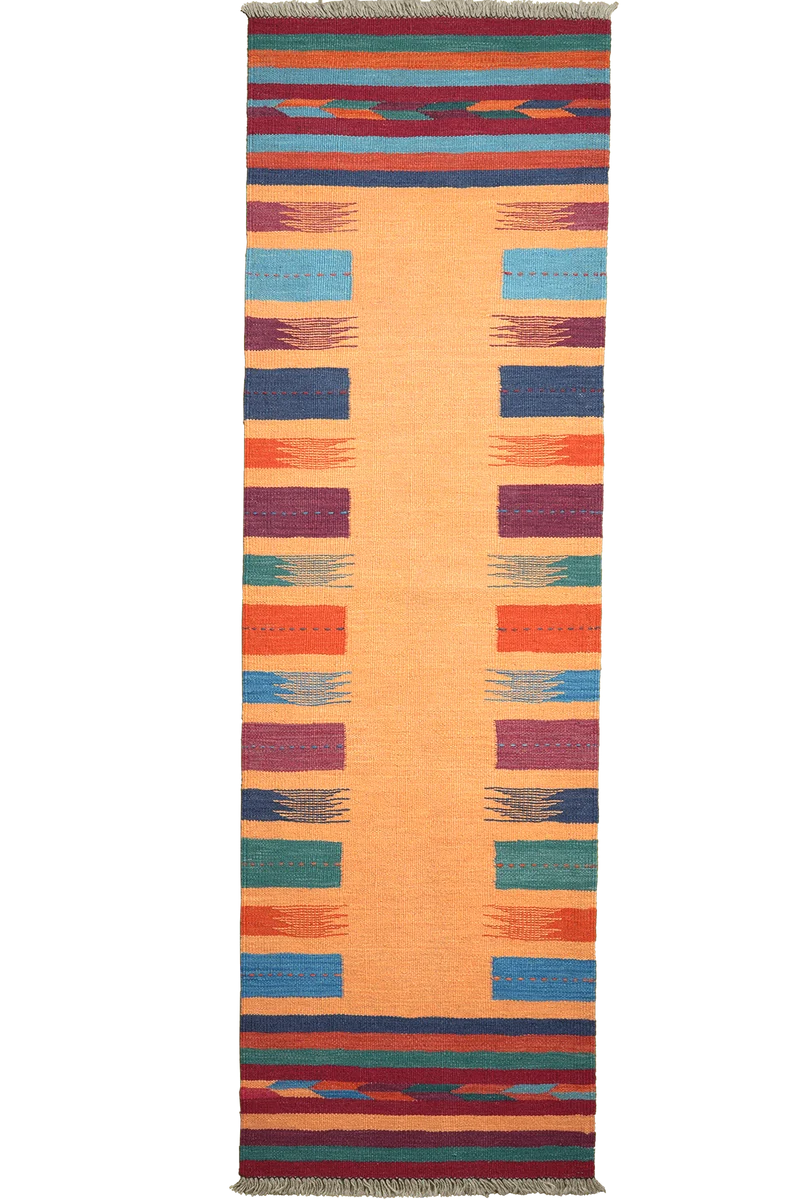 Kelim Gashgai · Handgewebt – Gelb, 200x61 cm