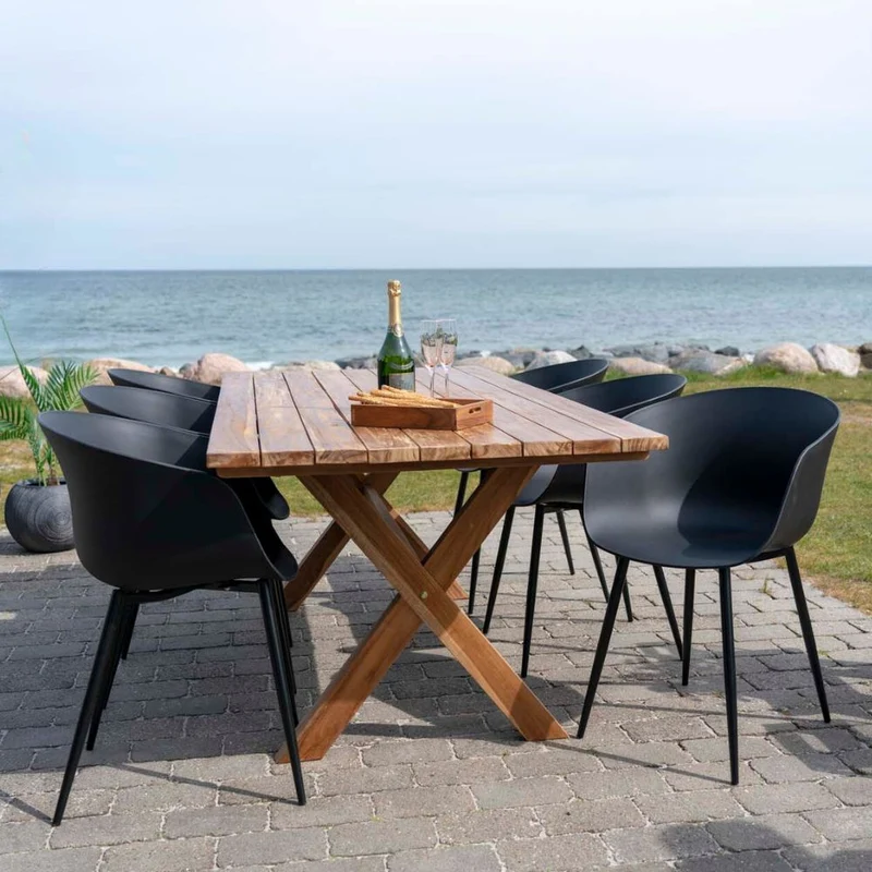 2er Set Design Stuhl DAVOS schwarz Schalensitz Indoor Outdoor