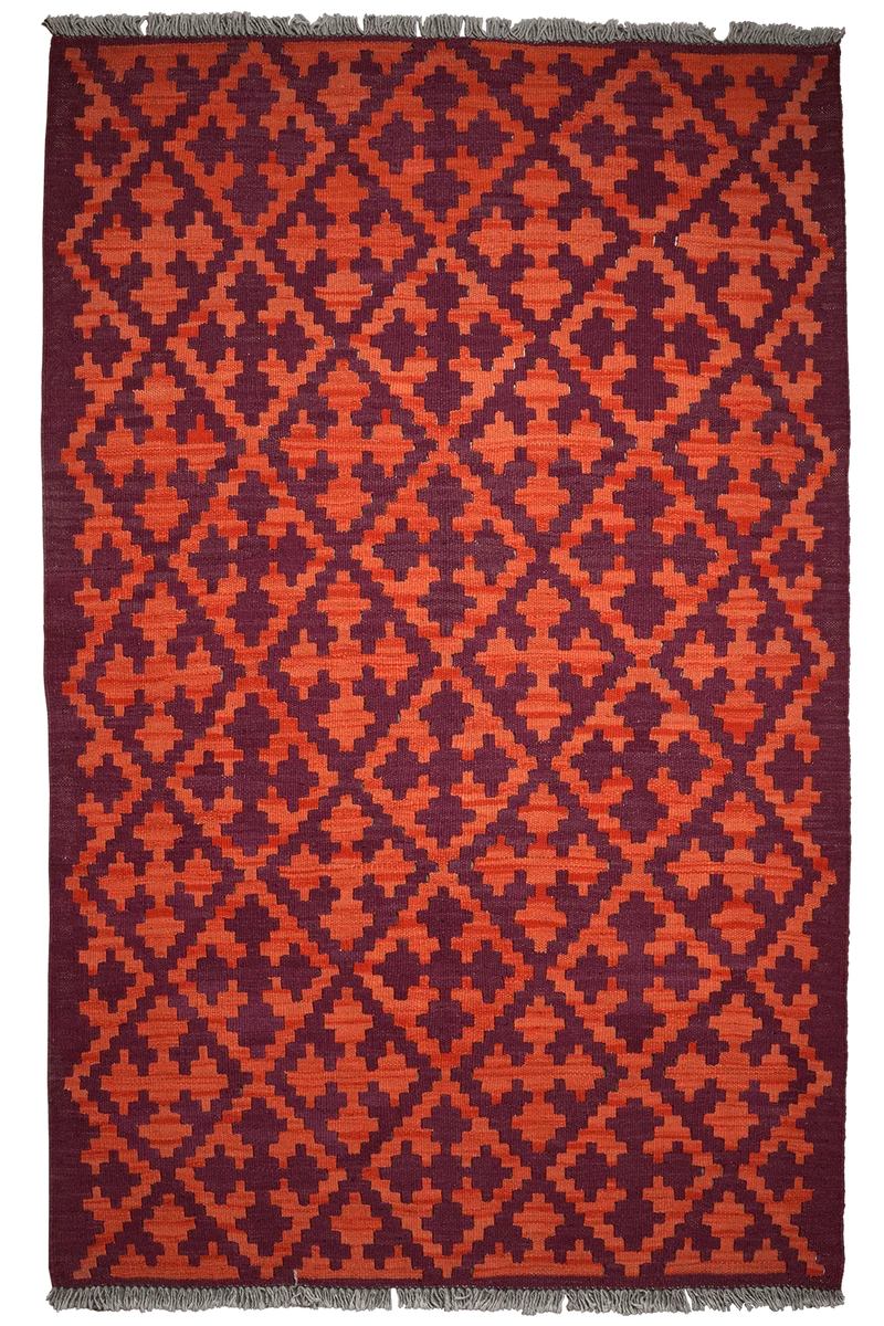 Kelim Gashgai · Handgewebt – Orange, 196x123 cm