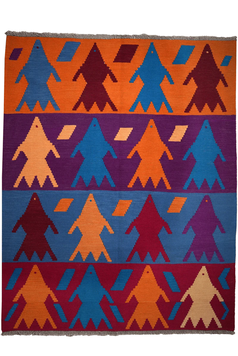 Kelim Gashgai · Handgewebt – Bunt, 219x172 cm