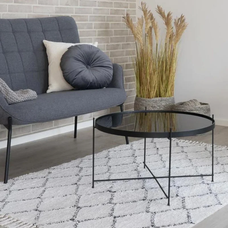 Eleganter Couchtisch VENEDIG schwarz ca. ø70xh40cm
