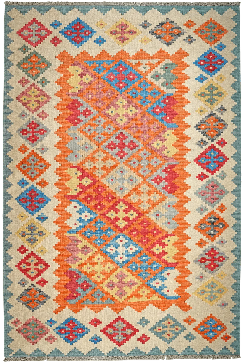 Kelim Gashgai · Handgewebt – Orange, 250x171 cm