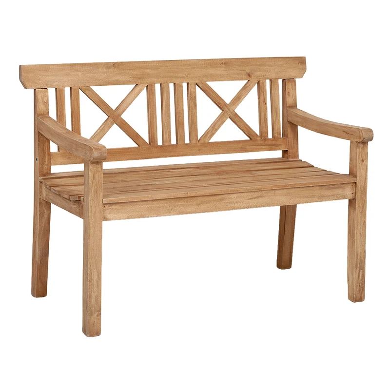 Massivholz Sitzbank DRAHMA Antik-Natural ca.120cm Mahagoni