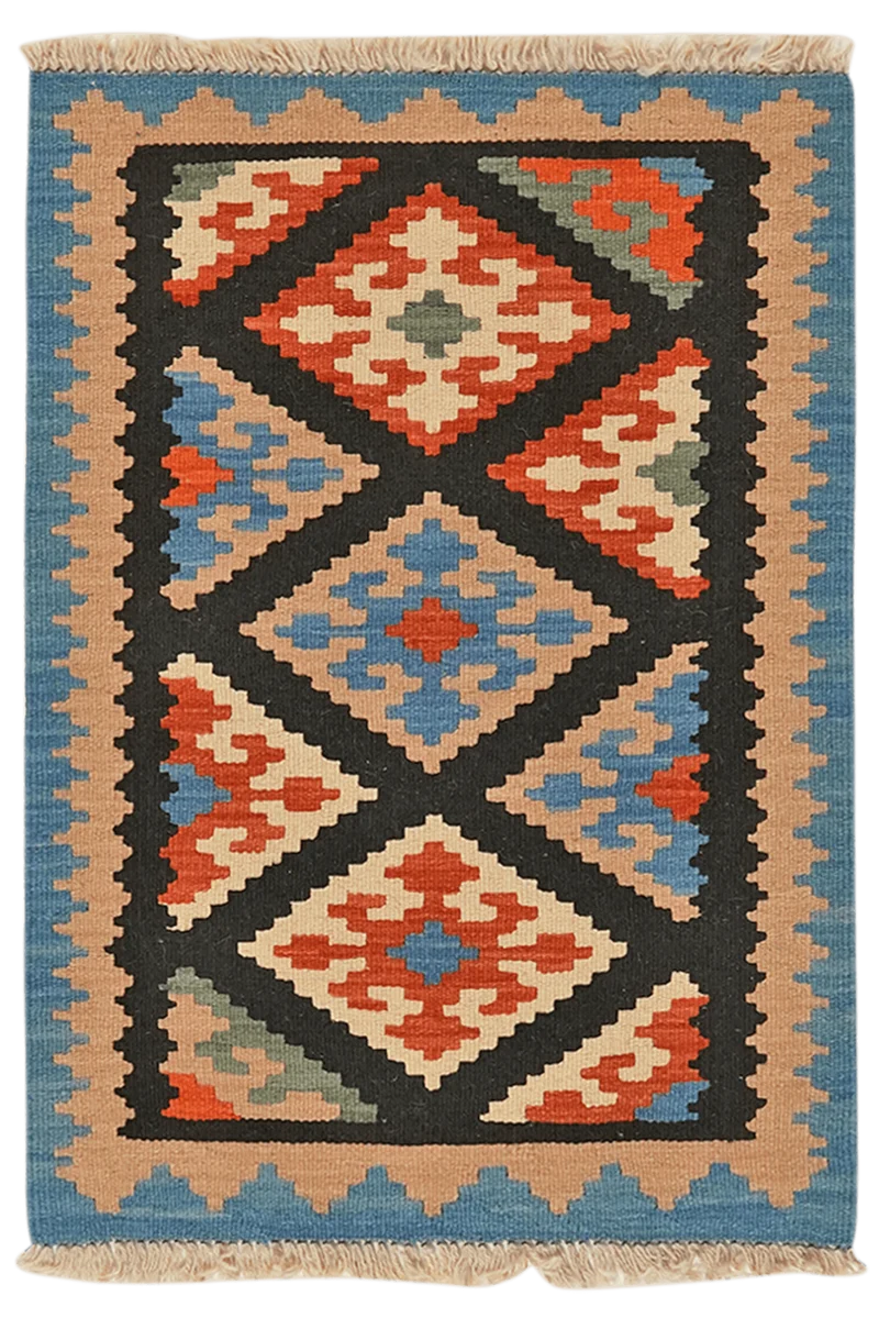 Kelim Gashgai · Handgewebt – Schwarz, 86x61 cm