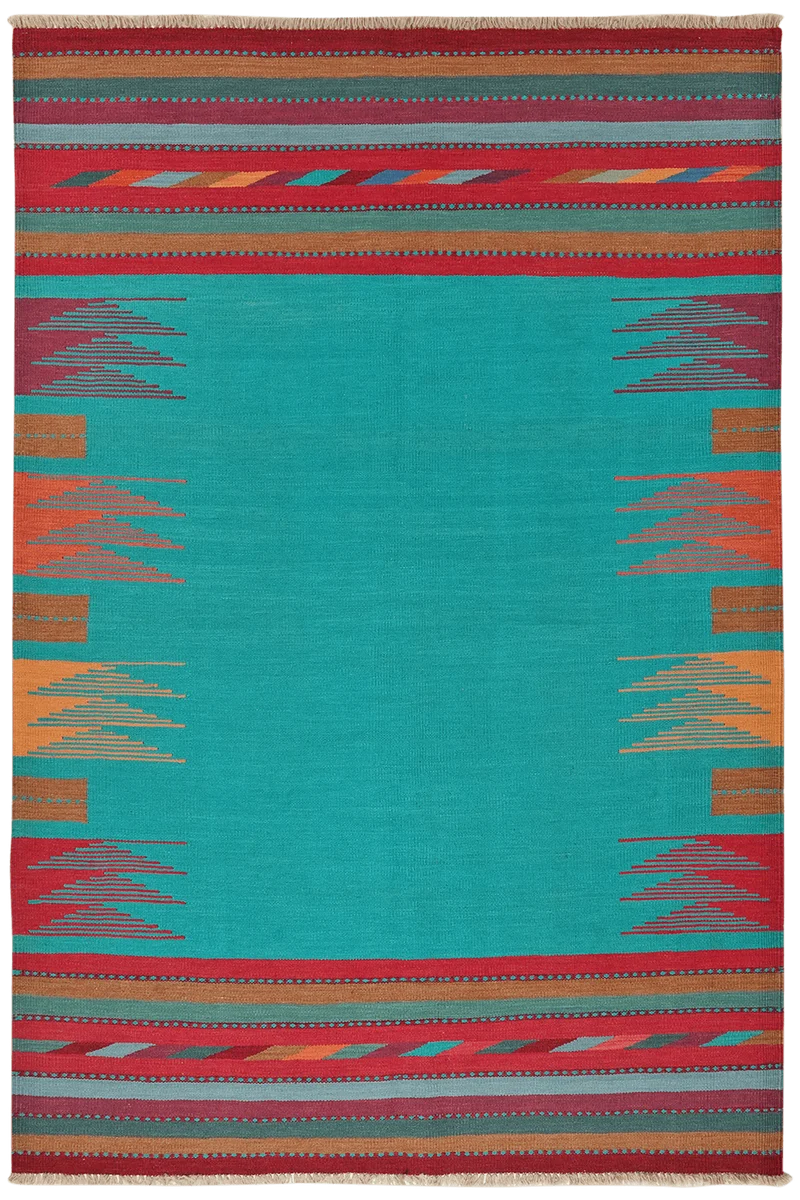 Kelim Gashgai · Handgewebt – Türkis, 247x167 cm