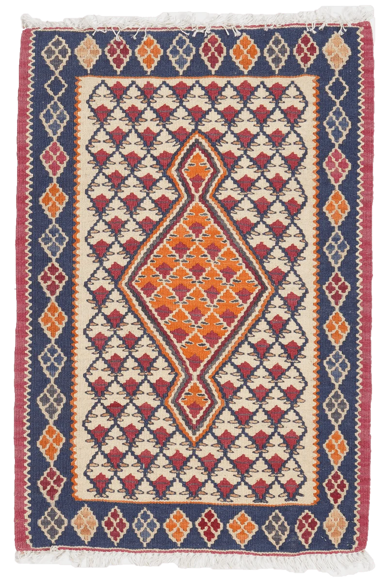 Kelim Senneh · Handgewebt – Beige, 90x60 cm