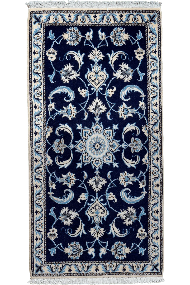 Nain 12La · Handgeknüpft – Blau, 136x68 cm