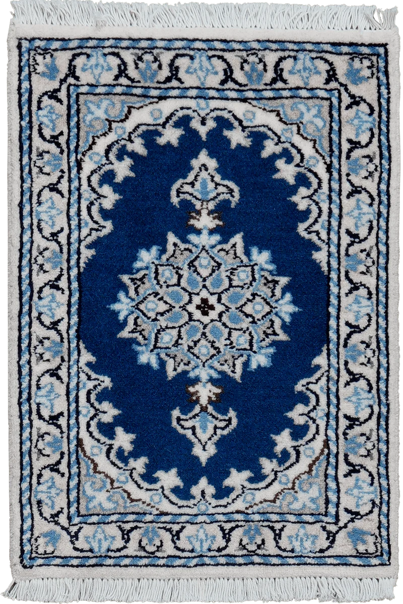 Nain 12La · Handgeknüpft – Blau, 56x40 cm