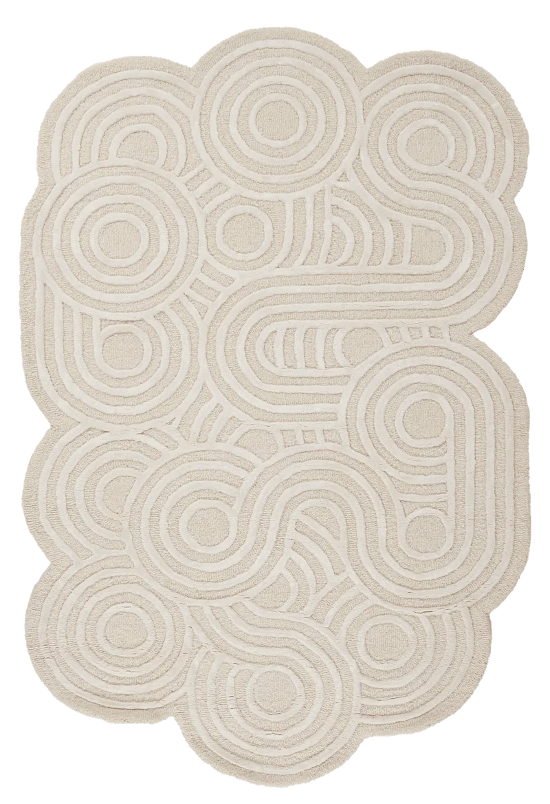 Circle Maze · Handgeknüpft – Beige, 120x180 cm