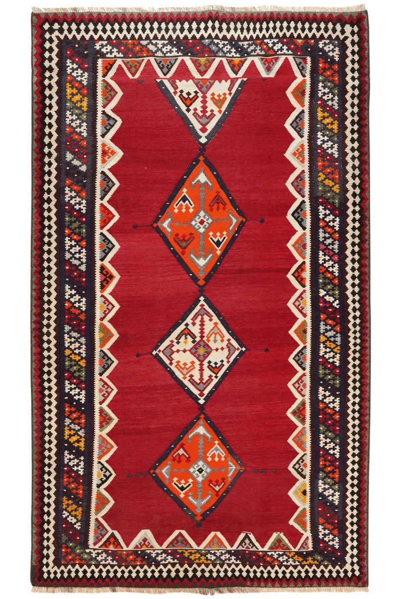 Kelim Gashgai Old · Handgewebt – Rot, 279x161 cm