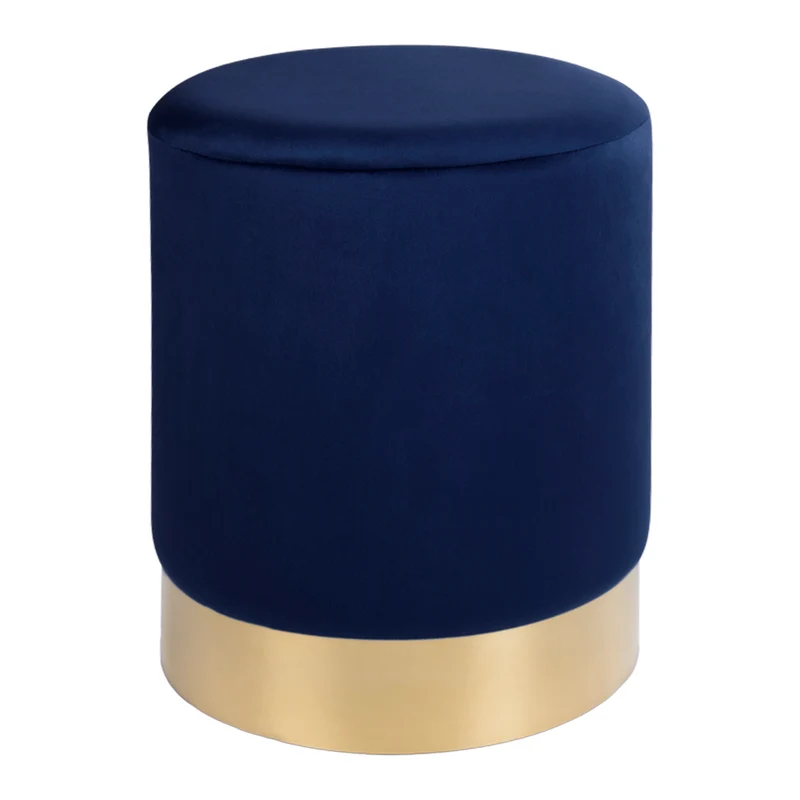 Eleganter Hocker CHANTAL 43cm dunkelblau Samt