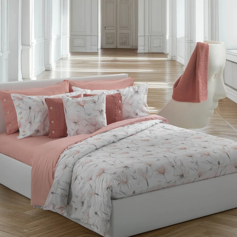 Copriletto Primaverile light flowers Floreale in Percalle 90 gr/mq