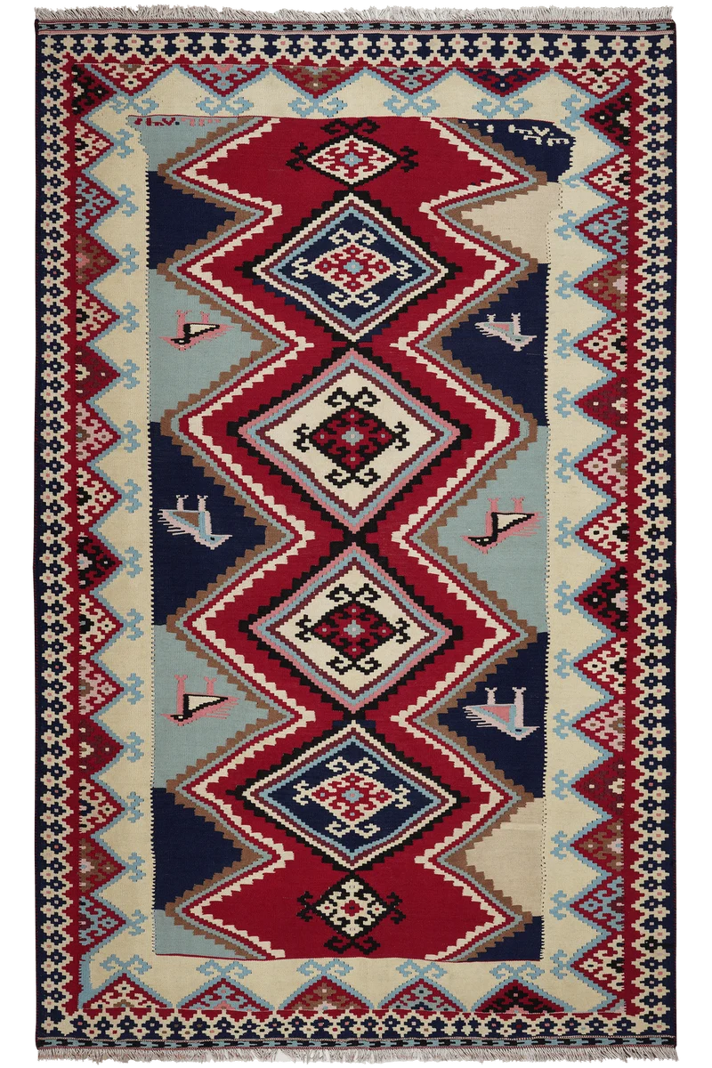 Kelim Gashgai Old · Handgewebt – Rot, 242x149 cm
