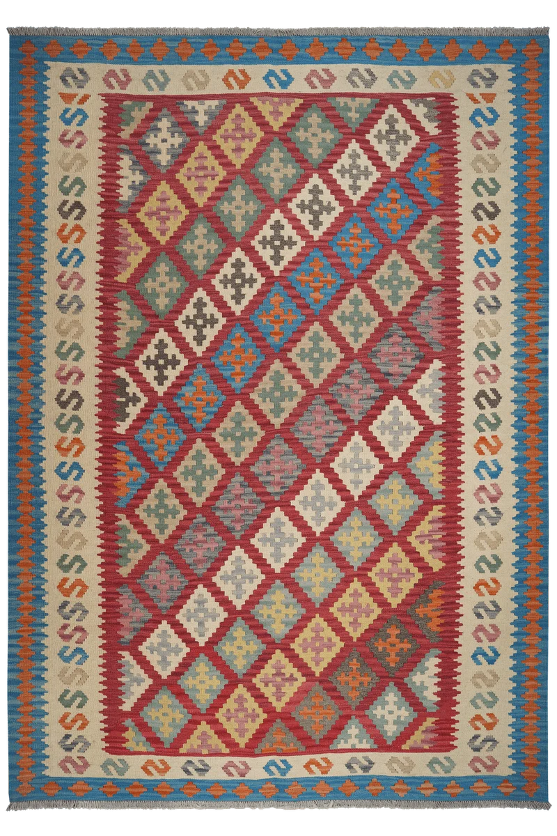 Kelim Gashgai · Handgewebt – Rot, 297x210 cm