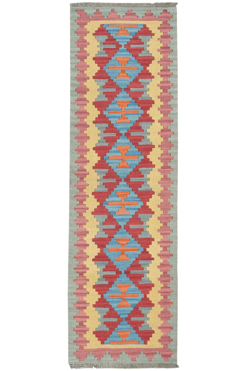Kelim Gashgai · Handgewebt – Rot, 195x59 cm