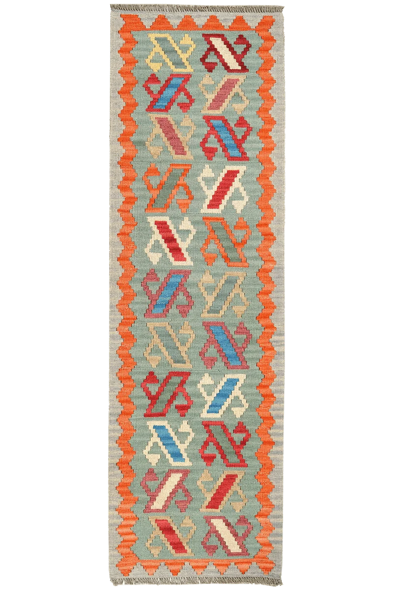 Kelim Gashgai · Handgewebt – Grün, 201x61 cm