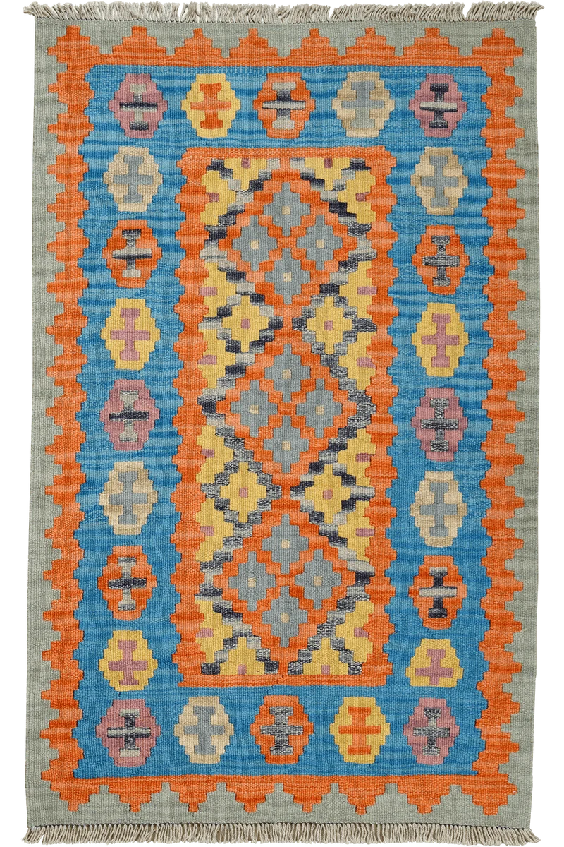 Kelim Gashgai · Handgewebt – Orange, 131x84 cm