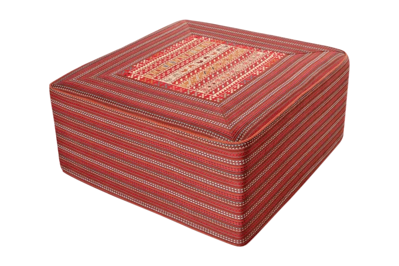 Kelim Pouf · Handgefertigt – Bunt, 90x90 cm