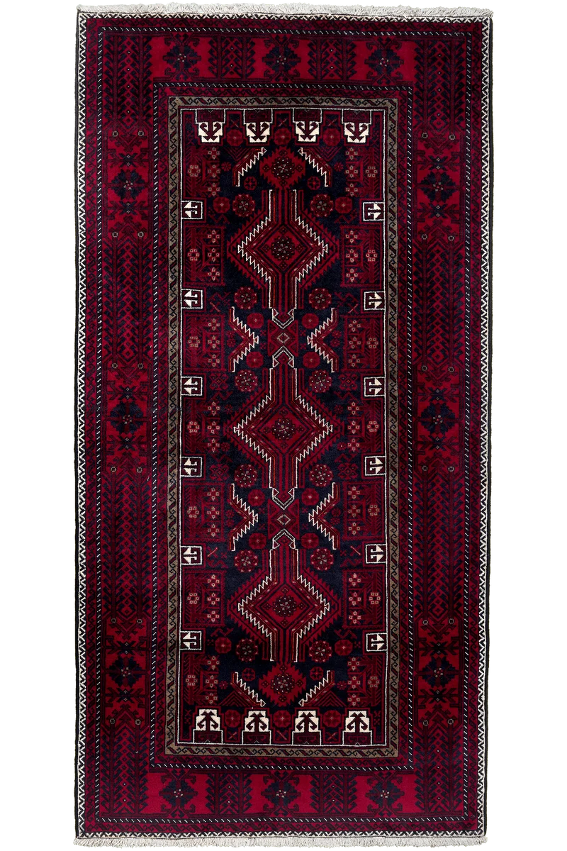 Belutch · Handgeknüpft – Blau, 224x113 cm