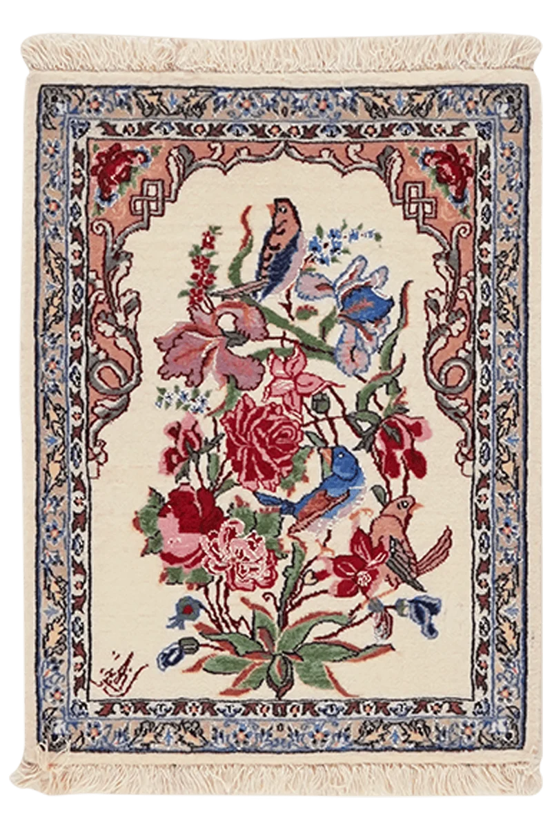 Isfahan · Handgeknüpft – Beige, 52x39 cm