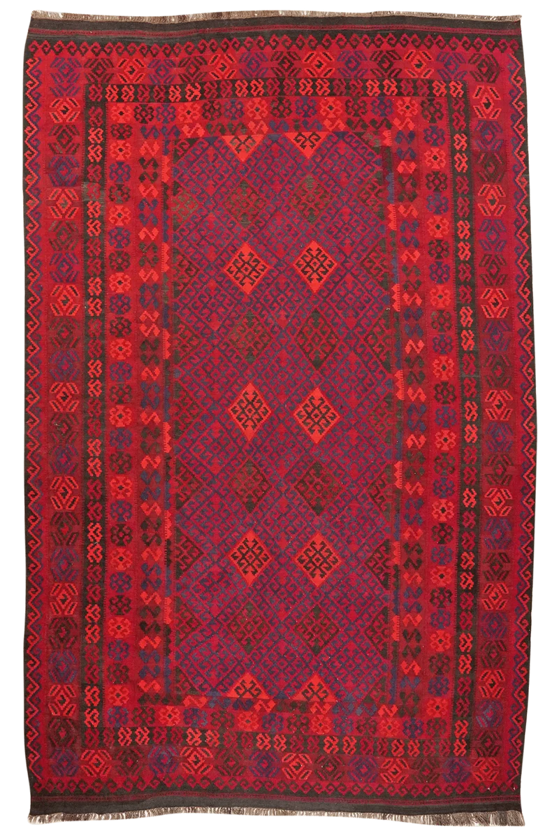 Kelim Gashgai Old · Handgewebt – Rot, 321x209 cm