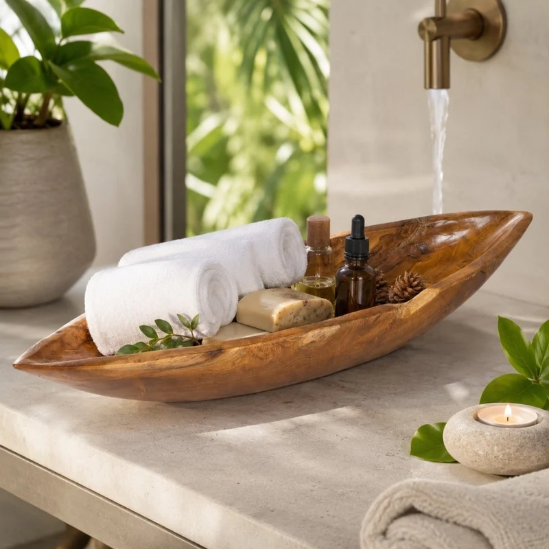 Individuelle Teak-Schale PERA ca.70cm Natural Handarbeit
