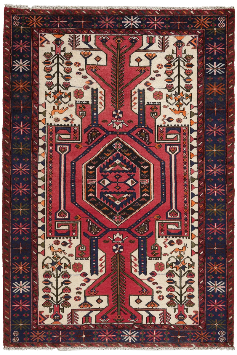 Saveh · Handgeknüpft – Rot, 212x144 cm