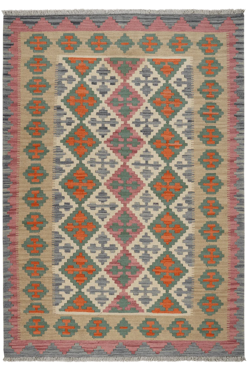 Kelim Gashgai · Handgewebt – Beige, 181x127 cm