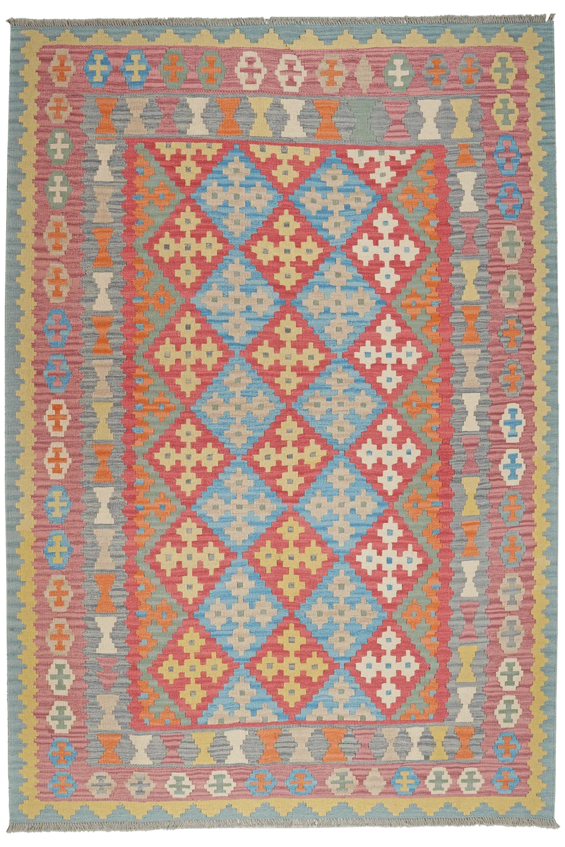 Kelim Gashgai · Handgewebt – Rot, 259x178 cm