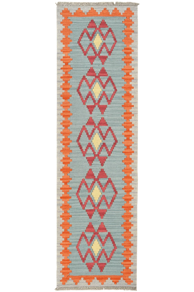 Kelim Gashgai · Handgewebt – Blau, 197x57 cm
