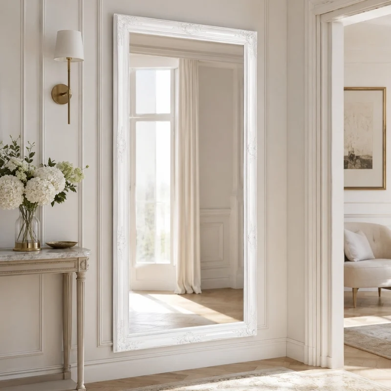 Eleganter Spiegel HOUSE barock Antik-Weiß 180x100cm Holzrahmen