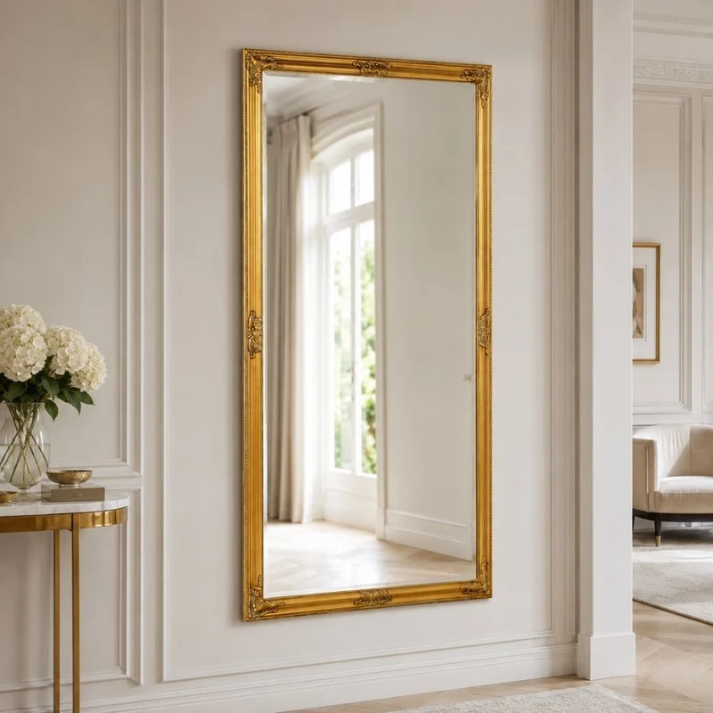 Eleganter Barock Spiegel BESSA 180x100cm Antik-Gold